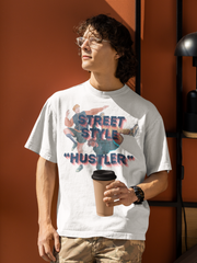 Street Style HUSTLER - Loose Fit Oversized MEN T-Shirt