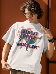 Street Style HUSTLER - Loose Fit Oversized MEN T-Shirt