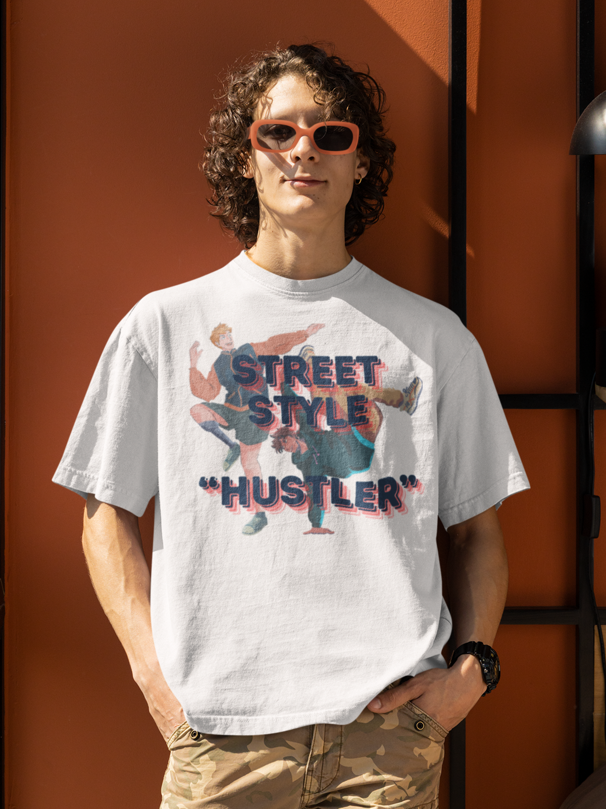 Street Style HUSTLER - Loose Fit Oversized MEN T-Shirt